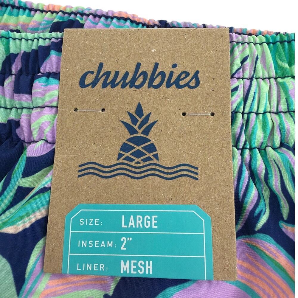 Chubbies Men's Navy Leaf The Night Faunas 2" Classic Swim Trunk Shorts Size L - Picture 6 of 11